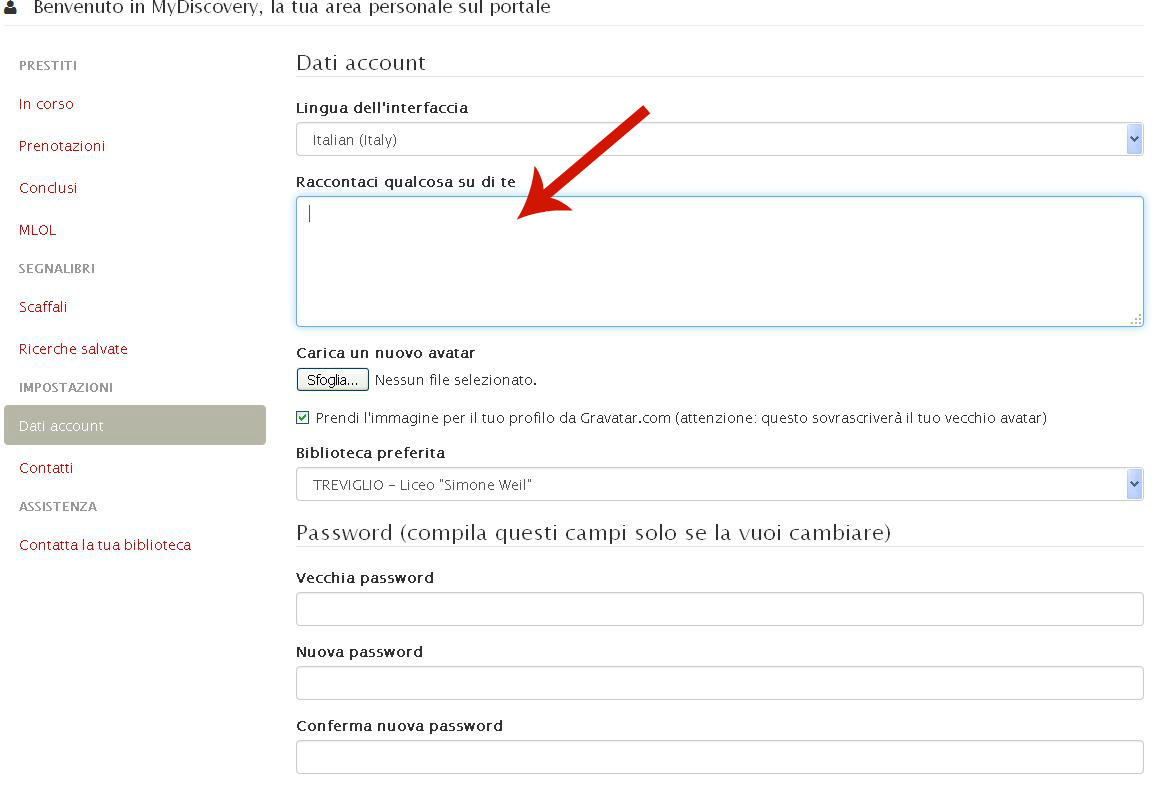 Personalizzare account